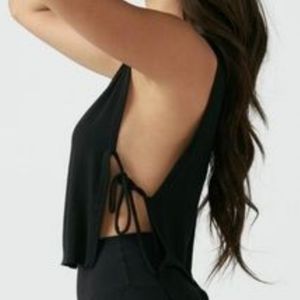 Joah brown tie side crop tank